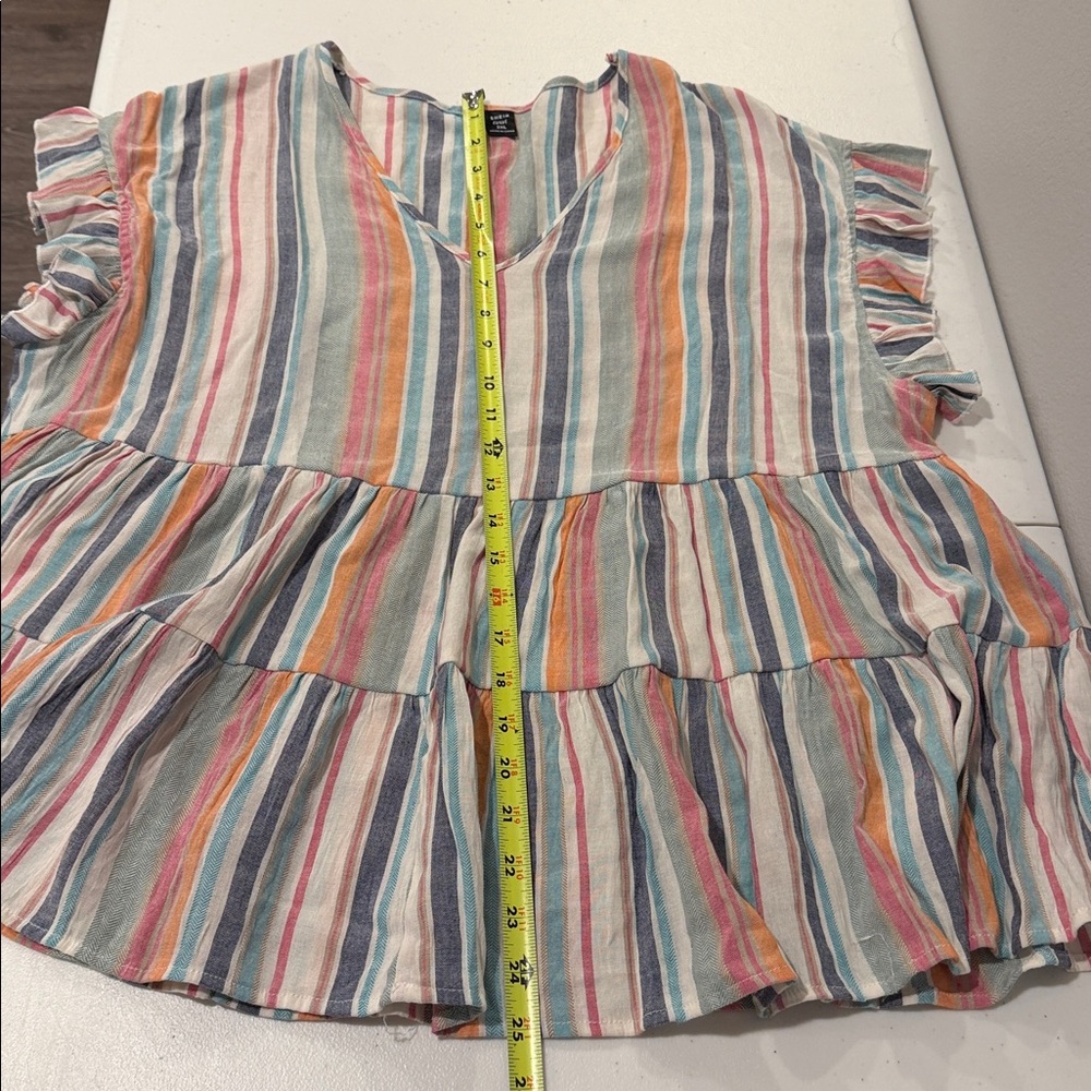 Multicolor Striped Ruffle Blouse - Picture 7 of 7